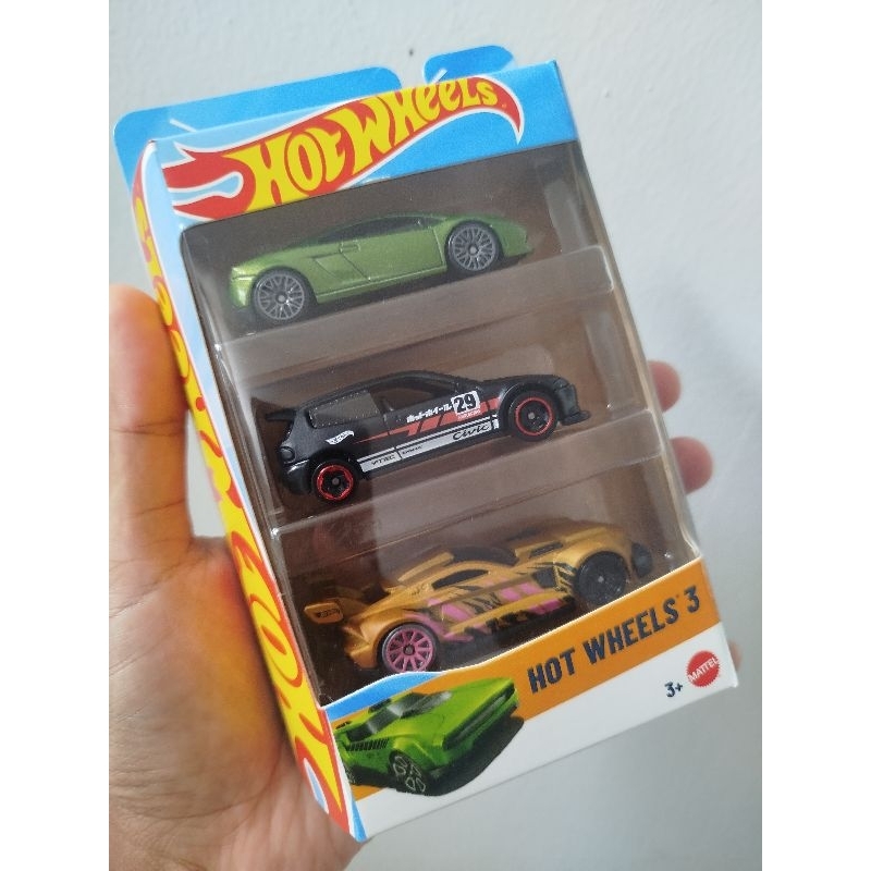 Hot Wheels Gift Pack 3 - Porsche 911 GT2 Hitam list Abu - Kuning - Honda EG Hitam