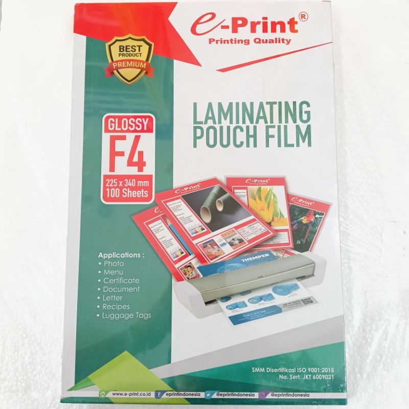 

PLASTIK LAMINATING E-print F4 - 100 Lmbar