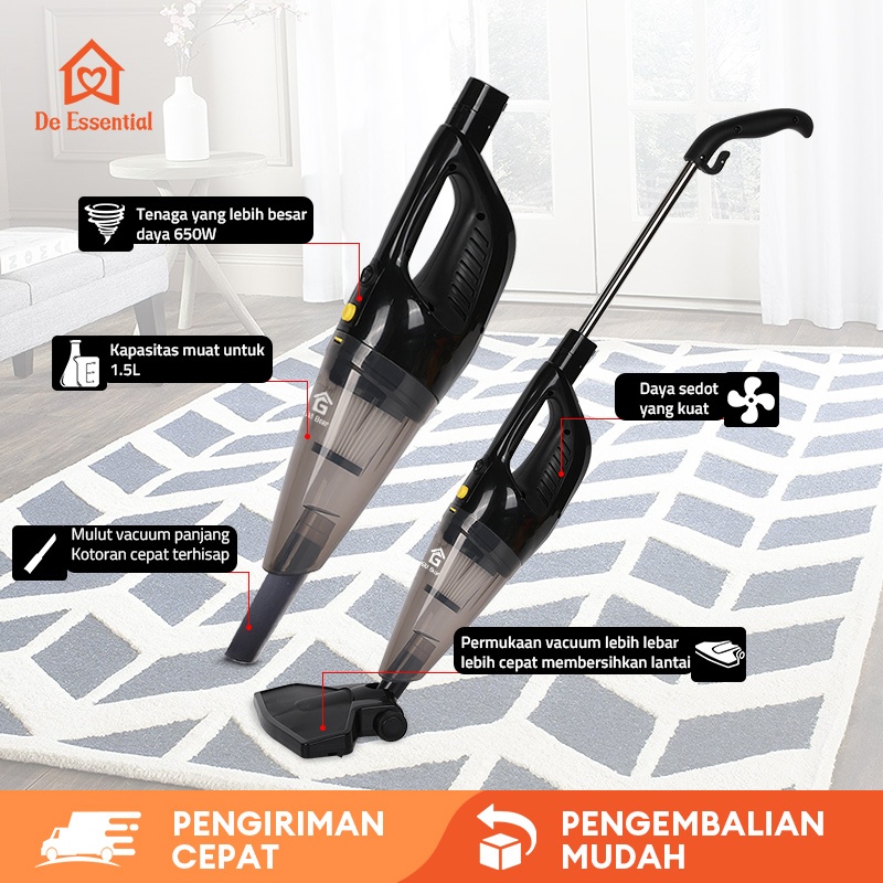 De Essential Vacuum Cleaner Penyedot Debu Multifungsi (2 IN 1) 1655 - Vacum Cleaner Penyedot Debu Ka