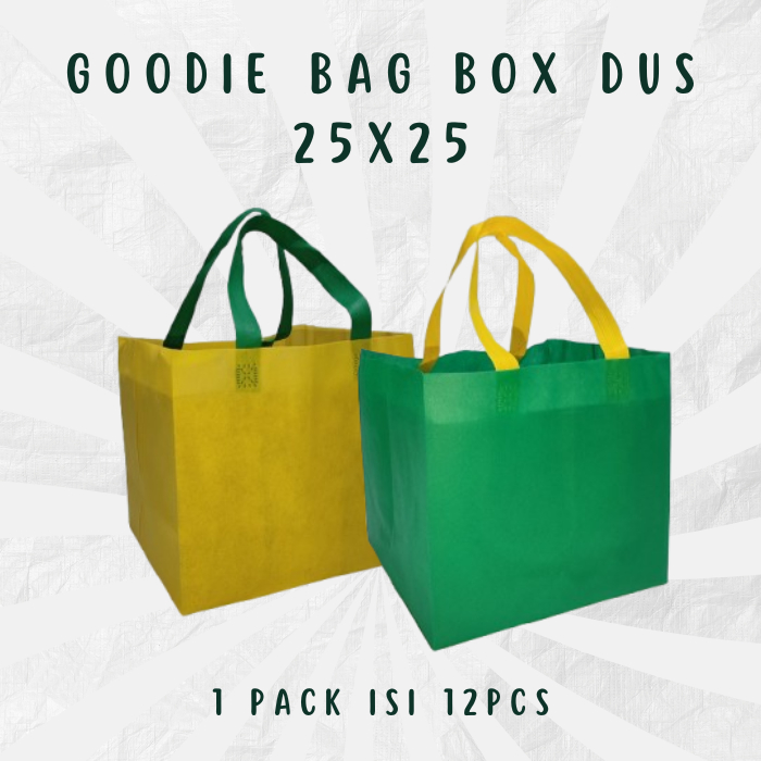 

Goodiebag box dus ( 1 pak Isi 12pcs ) Tas Box Nasi / Handle box /Ukuran 25x25 Tas Spundbond Besek