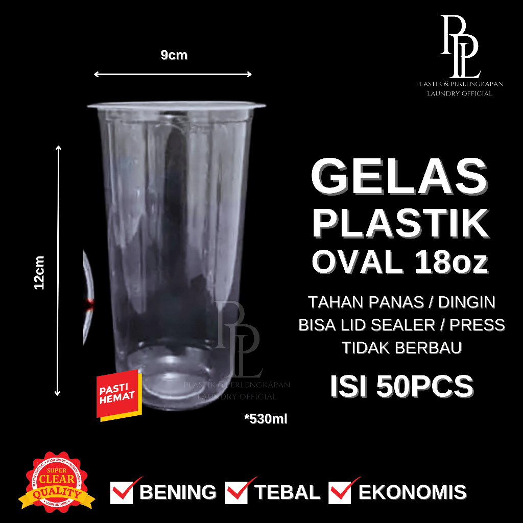 

Ukf5Pc6F4H (Kuliner.Kita) [50 Pcs] 1 Pack Gelas Plastik 18Oz Oval 530 Ml Gelas Plastik Bening Es Cup