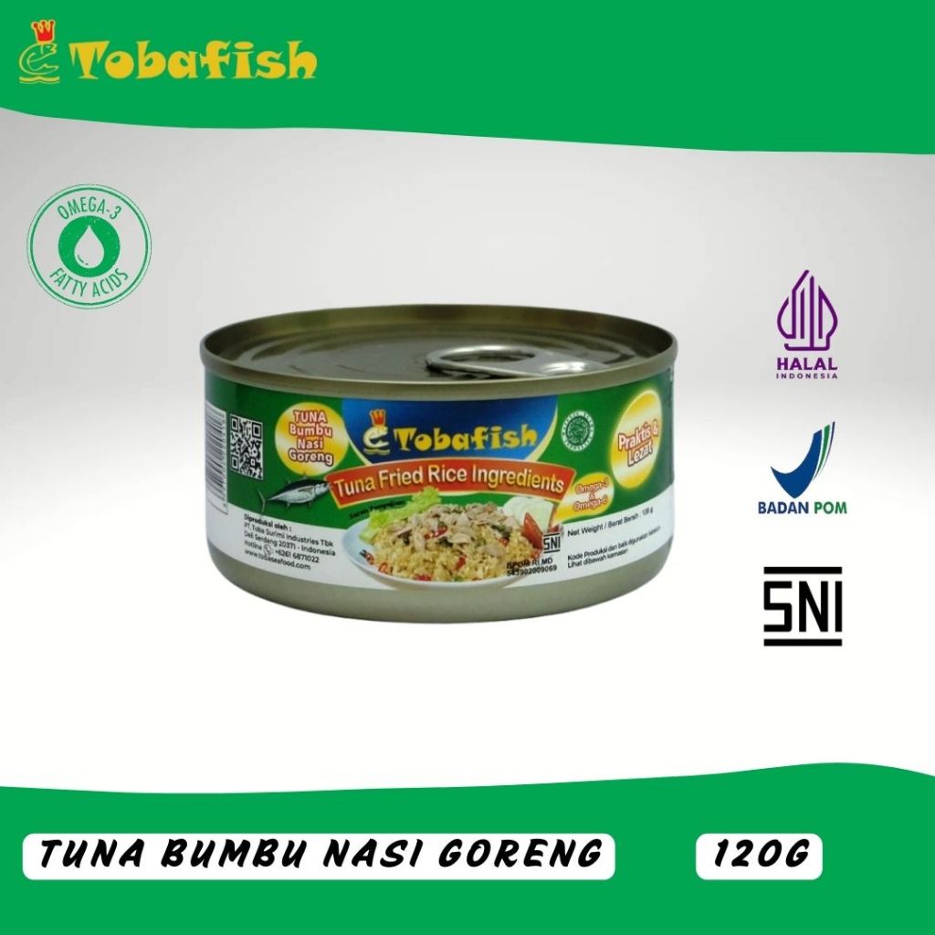 

Tobafish Tuna kaleng Bumbu Nasi Goreng Tuna / Tuna Can Fried Rice Ingredients - 120 gr / Canned Tuna - 6 kaleng