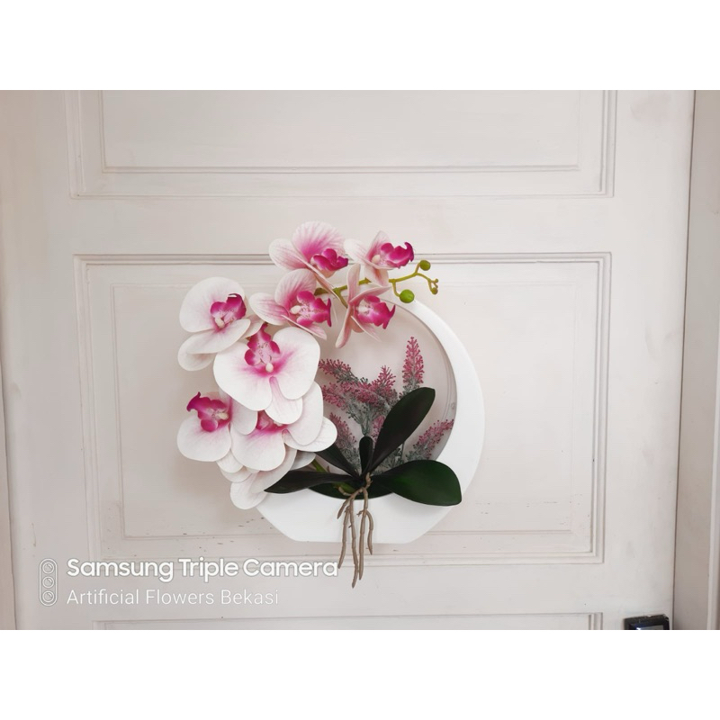 SALE ANGGREK LATEX + POT BULAN anggrek latex k9 bunga artificial bunga cantik bunga orchid flowers