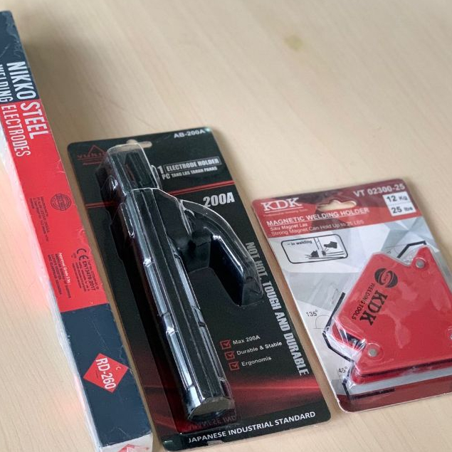 PAKET TUKANG LAS LAKONI PERLATAN LAS KAWAT LAS NIKKO 2.6 + YUKIDO TANG LAS 200A + SIKU MAGNET 3 INC