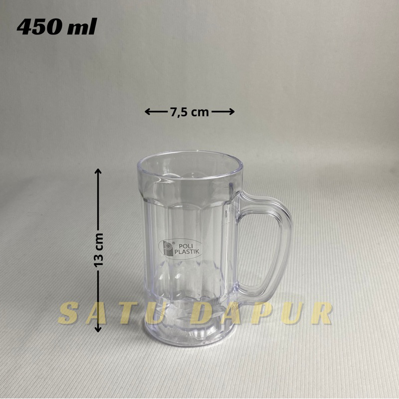 (6 pcs / 1 lusin) - Gelas Cangkir Plastik Bening Polinb450 ml, Cangkir Plastik Mika Bening, Gelas Mi
