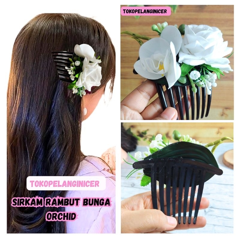 Orchid Hair clip- SIRKAM BUNGA Anggrek Rose Putih kekinian Tokopelanginicer- Sirkam Orchid Sanggul P