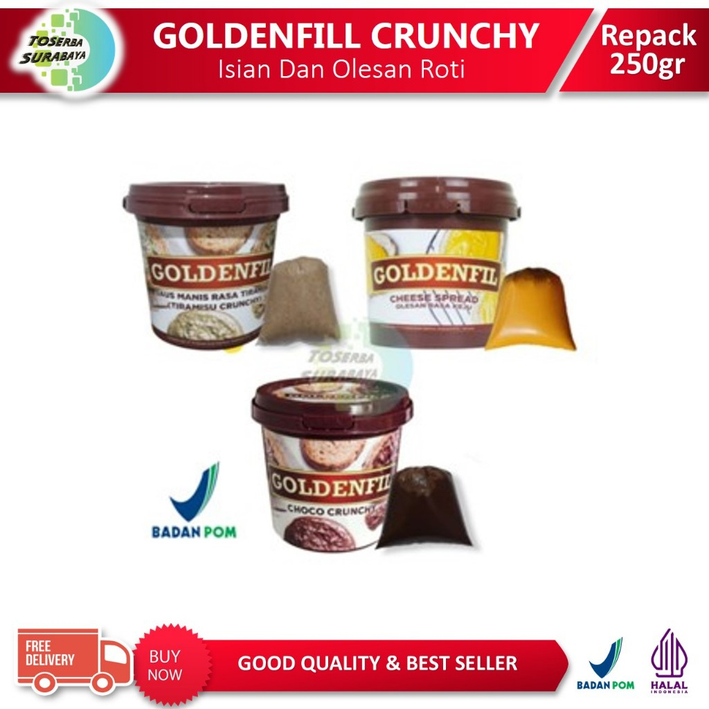 

Selai GOLDENFIL CRUNCHY Repack 250gr (Pembelian 1pail Klik Sejumlah 4) Crunchy Malt BEST SELLER