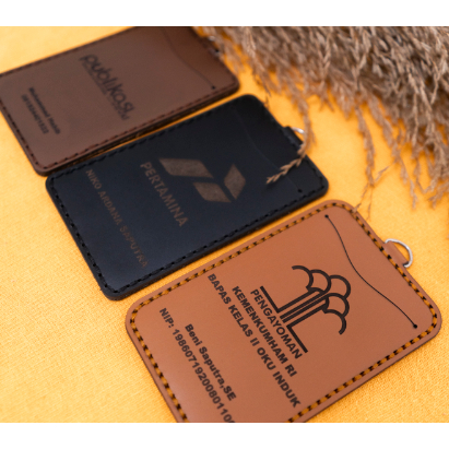 ID CARD KULIT HOLDER NAME TAG KULIT CARD LEATHER NAME TAG CUSTOM LOGO NAMA