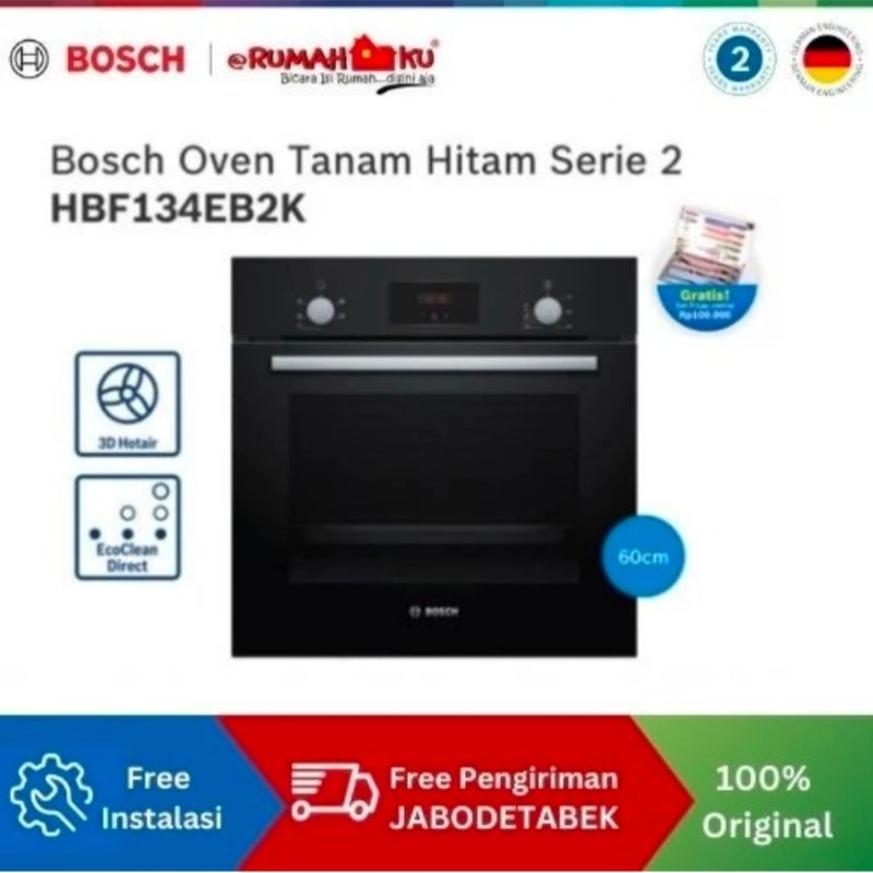 Oven Tanam Bosch HBF134EB2K Seri 2 Built-In Electric Oven