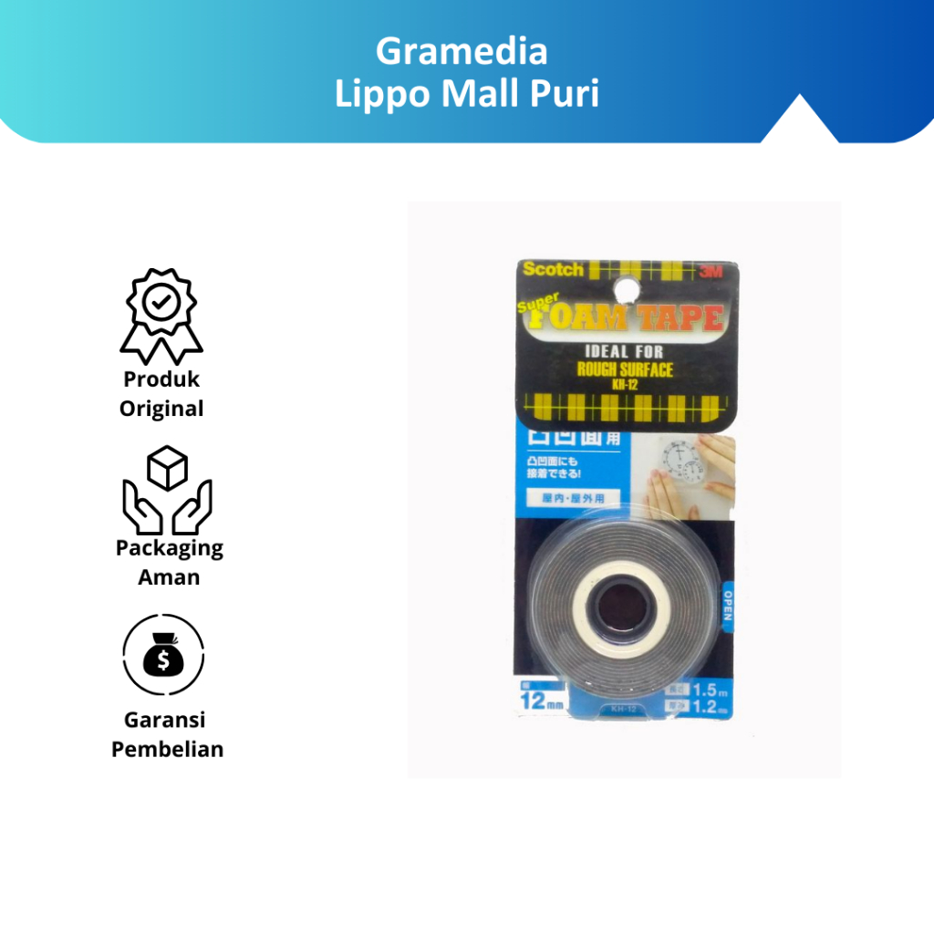 

Gramedia Lippo Mall Puri - 3M - Super Foam Tape Strong Rough Surface KH12 Putih
