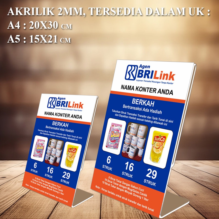 AKRILIK MEJA MODEL L PENGUMPULAN STRUK BRILINK