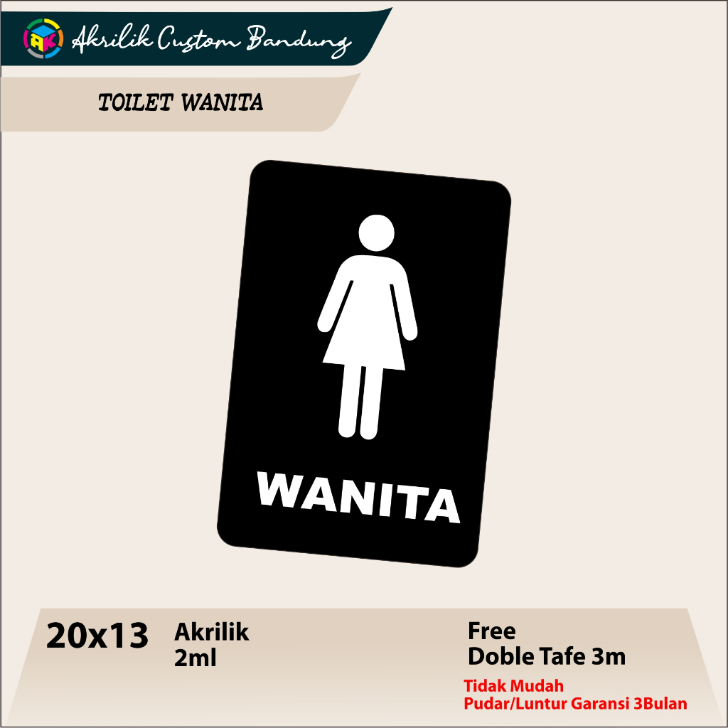 

Akrilik Custom Toilet Wanita Tipe 3 Acrylic Signage Sticker Signboard