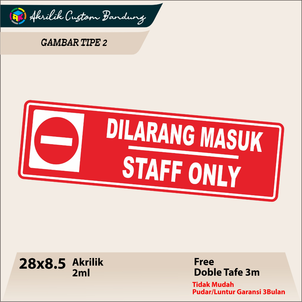 

Akrilik Staff Only Tipe 2 Acrylic Signage Akrilik Custom