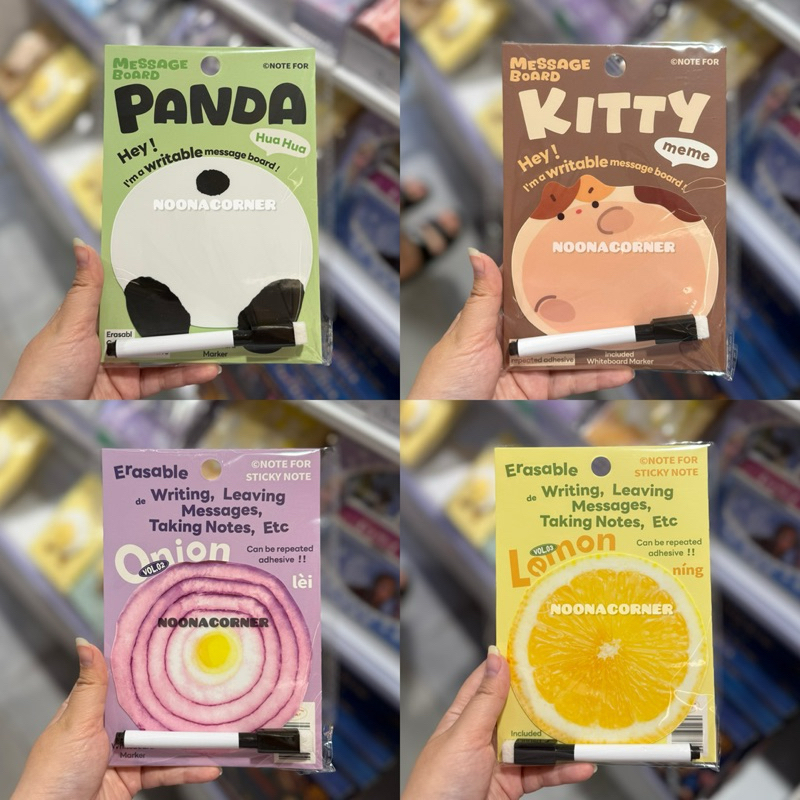 

KKV - Wipeable Note Board / Sticky Notes Multifungsi (Panda / Kitty / Onion / Lemon)