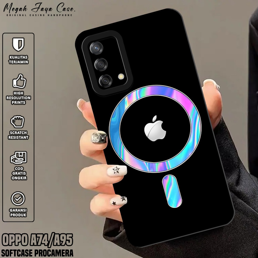 Softcase Oppo A74 / A95 4G - Case Hp Oppo A95 / A74 4G Motif Logo Magsafe - Silikon Hp Oppo A95 - Ca