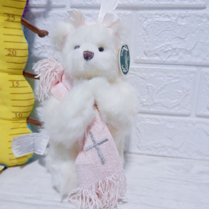 Boneka Teddy The Bearington Collection 10" Patty Praysmore White Plush Bear NWT