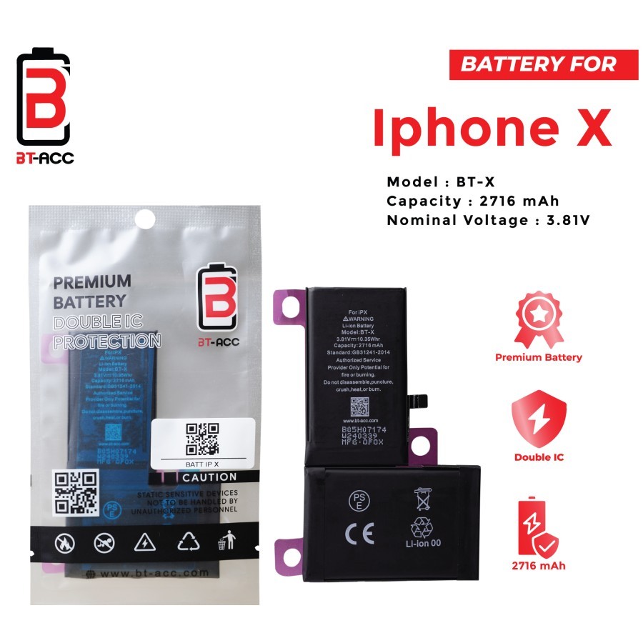 BT ACC Battery Baterai Batre For Iphone X Original