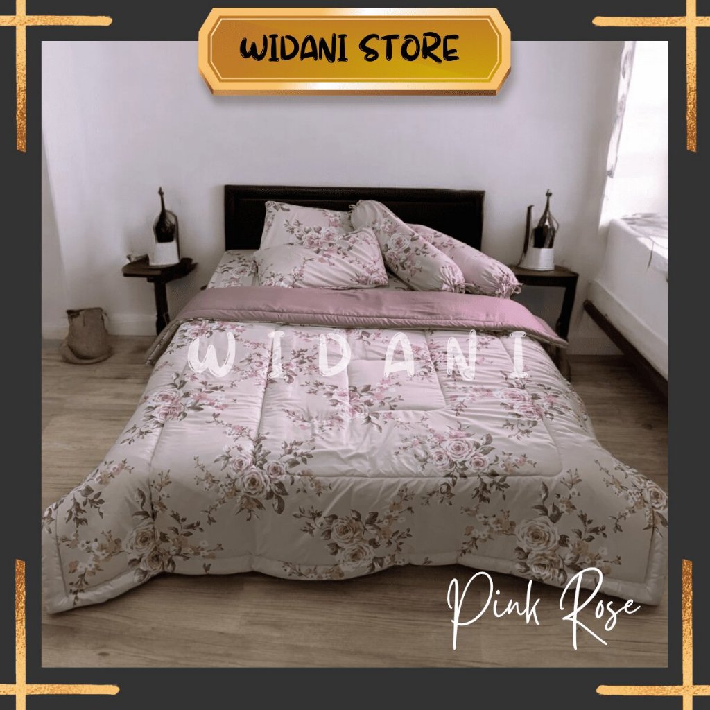 BEDCOVER SET SPREI MOTIF PINK ROSE // BEDCOVER SET SPREI MOTIF AESTHETIC [WIDANI STORE]
