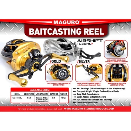 REEL BC MAGURO AIRSHIFT 103 SHL DRAG CLICKER