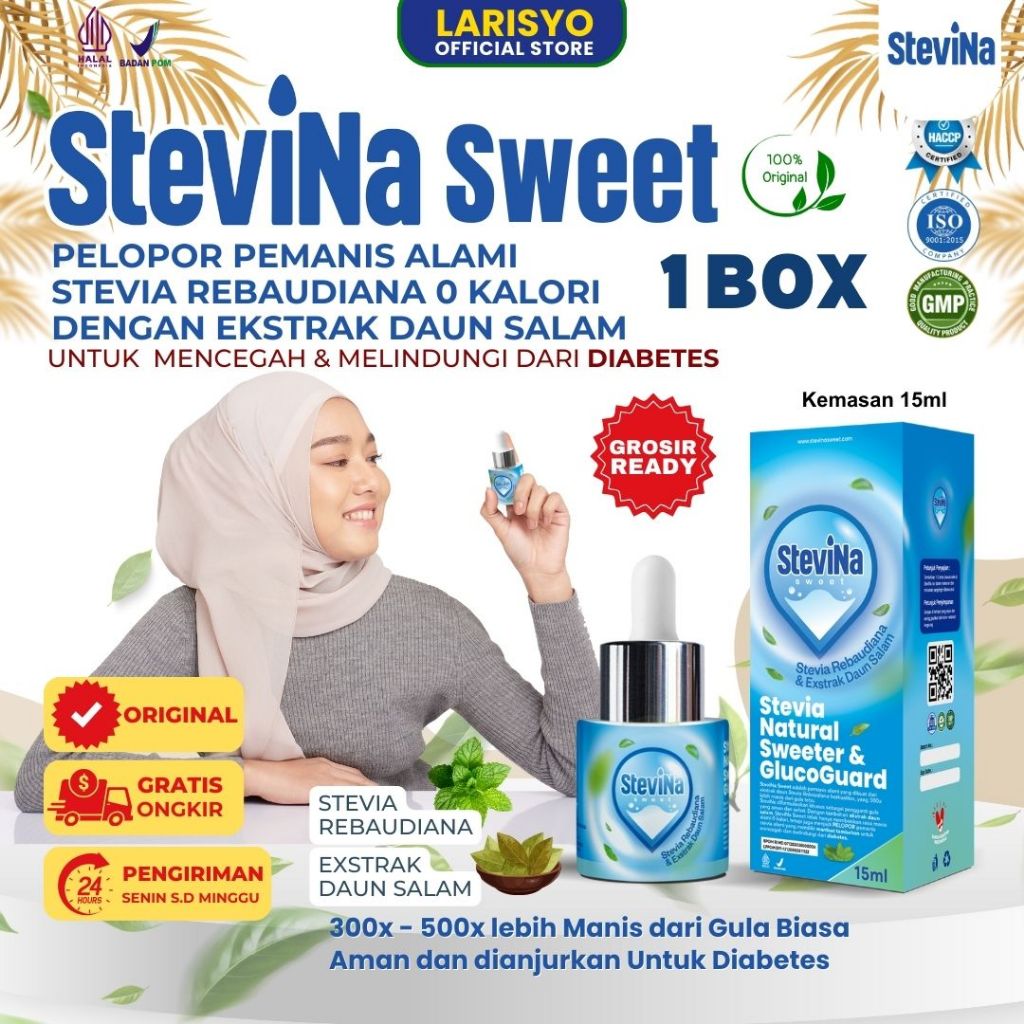 

Stevina Sweet Pemanis Alami 0 Kalori plus Herbal Daun salam Pengganti Gula Untuk Menjaga Berat Badan Ideal Kemasan 1 Botol 15ml