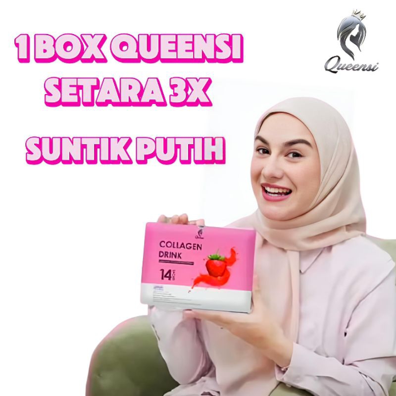 QUEENSI COLLAGEN DRINK 100% ORIGINAL Minuman Kolagen Pemutih Badan
