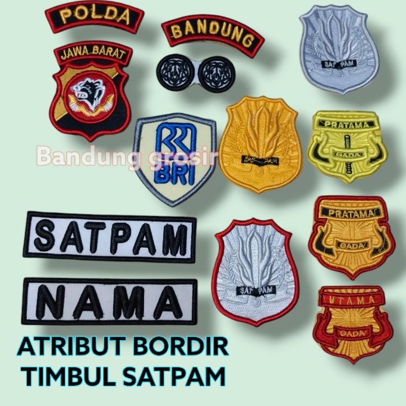 ATRIBUT SATPAM BORDIR LOGO SATPAM BORDIR TIMBUL 3D BIKIN NAMA