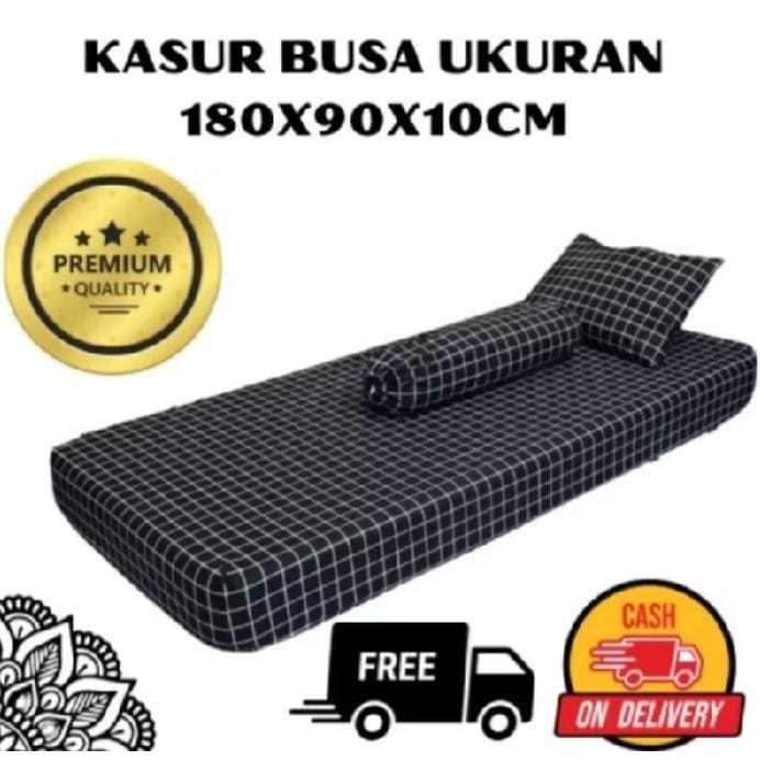 Kasur Busa kualitas tebal HIGH DENSITY BONUS BANTAL uk 180x90X4cm single 1 orang dewasa dan anak