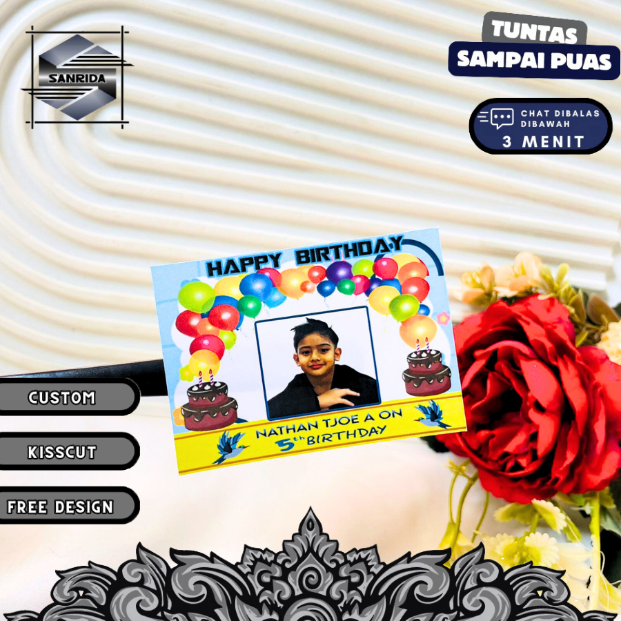 

Sanrida Cetak Sticker Ulang Tahun Anak Custom Chromo Persegi Stiker Label Hampers Ultah Birthday