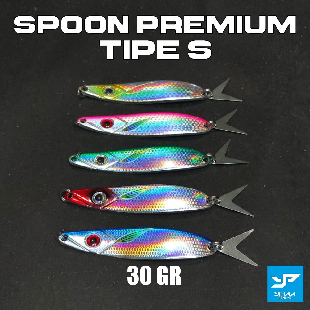 Umpan Pancing Spoon Premium Bentuk S Besi Lapis Resin Spoon Casting Spun Spoon Untuk Tenggiri Talang