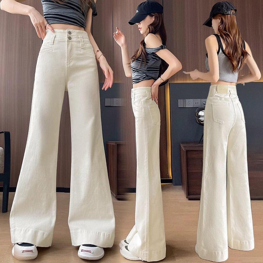 |kekinian.factory| Highwaist Celana Kulot Putih Wanita / Celana Wanita Korea / Highwaist kulot Jeans