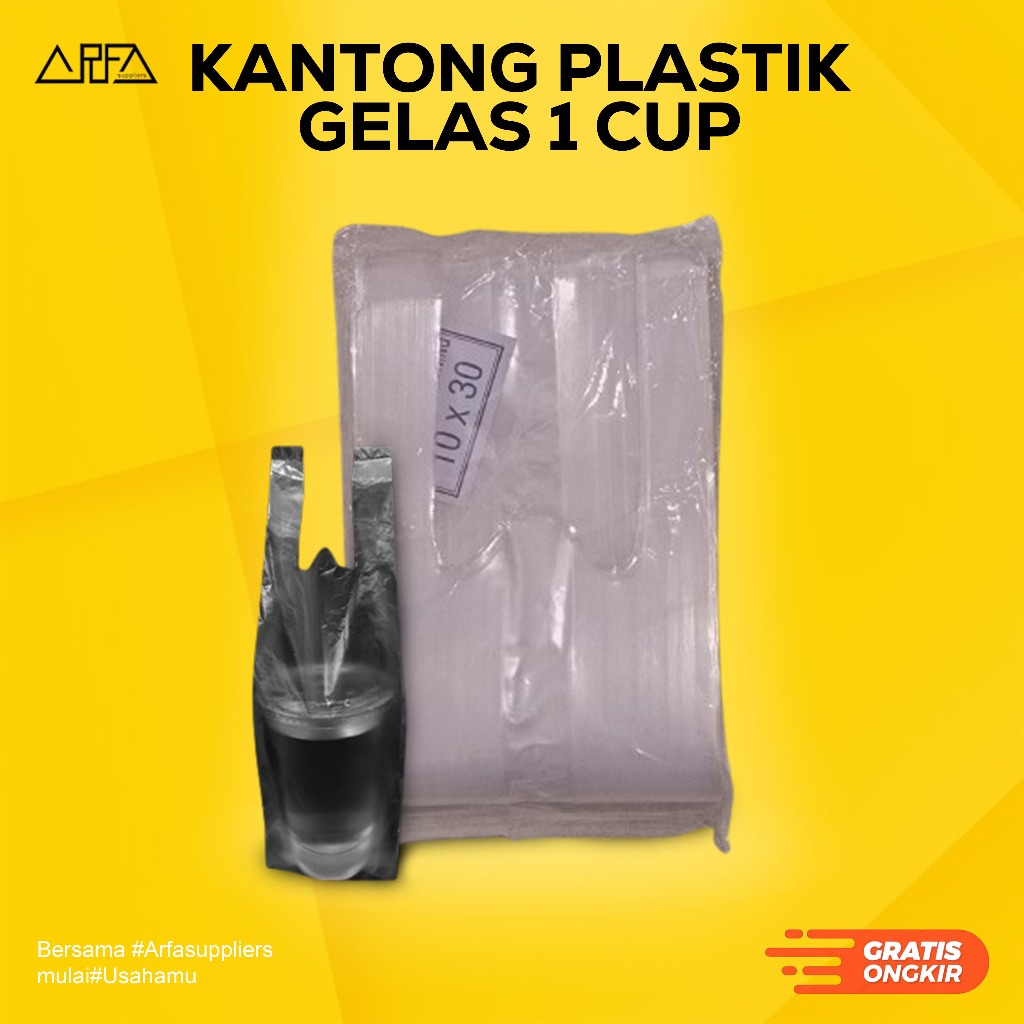 Kantong plastik untuk gelas 1 cup & 2 cup bahan PE bening
