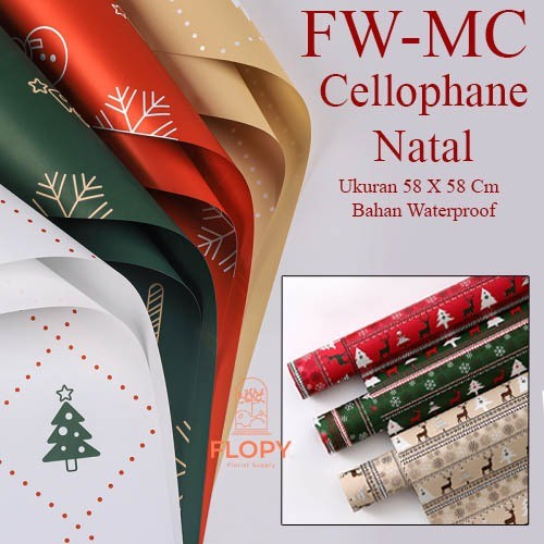 

[ 5 Lembar ] Cellophane Natal Motif - FWMC / Wrapping Flowers / Kertas Kado