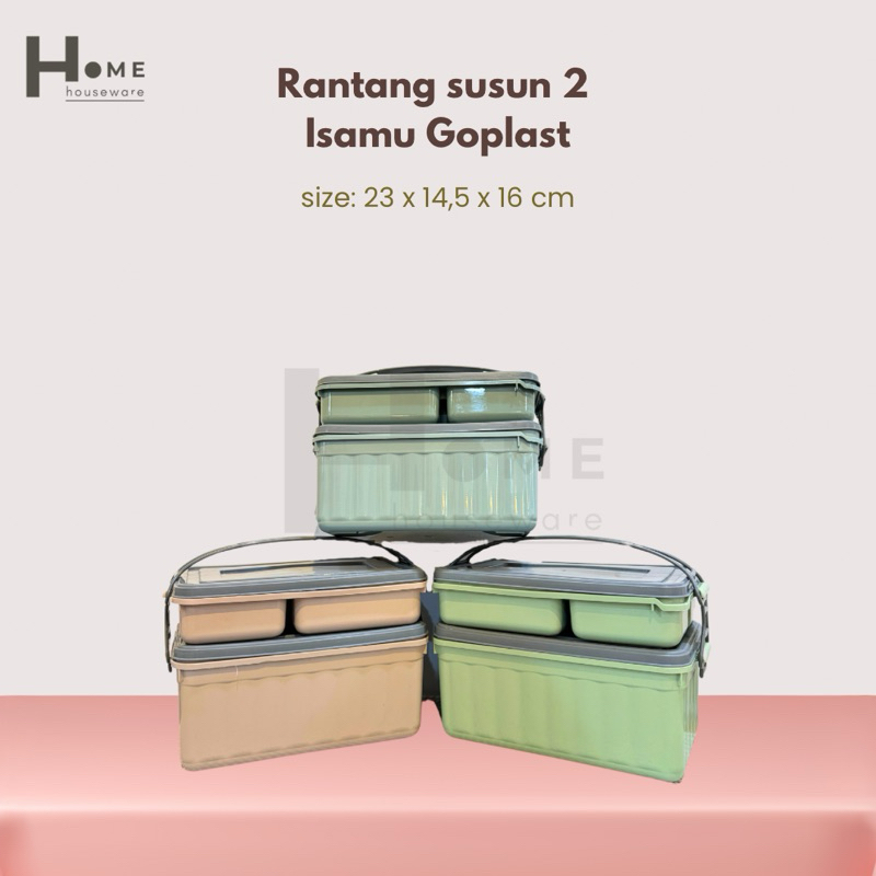 Rantang Susun 2 Isamu Goplast Warna Plastik Wadah Tempat Makan Bekal Anak | tempat makan anak | temp