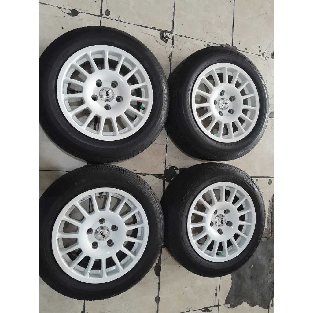 VELG MOBIL BEKAS RALLY TAKASAKI RING 15 LEBAR 6,5 PCD 5X114 WHITE PLUS BAN 185 65 R15 BUAT APV GRAND