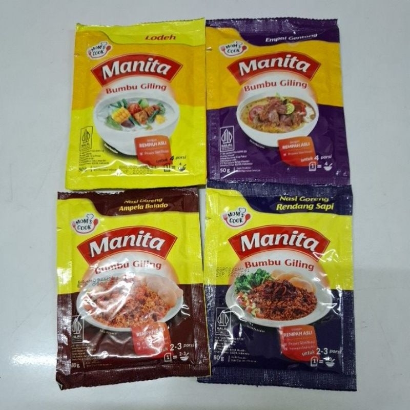 

Manita Bumbu Giling Rendang Sapi, Ampela Balado, Lodeh, Empal Gentong 50-80gram