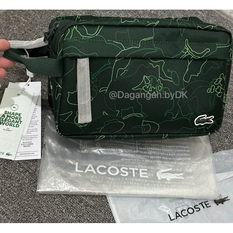 Tas Lacoste Organizer Clutch Lacoste Bag Pattern Original 100% Green Army (Limited)