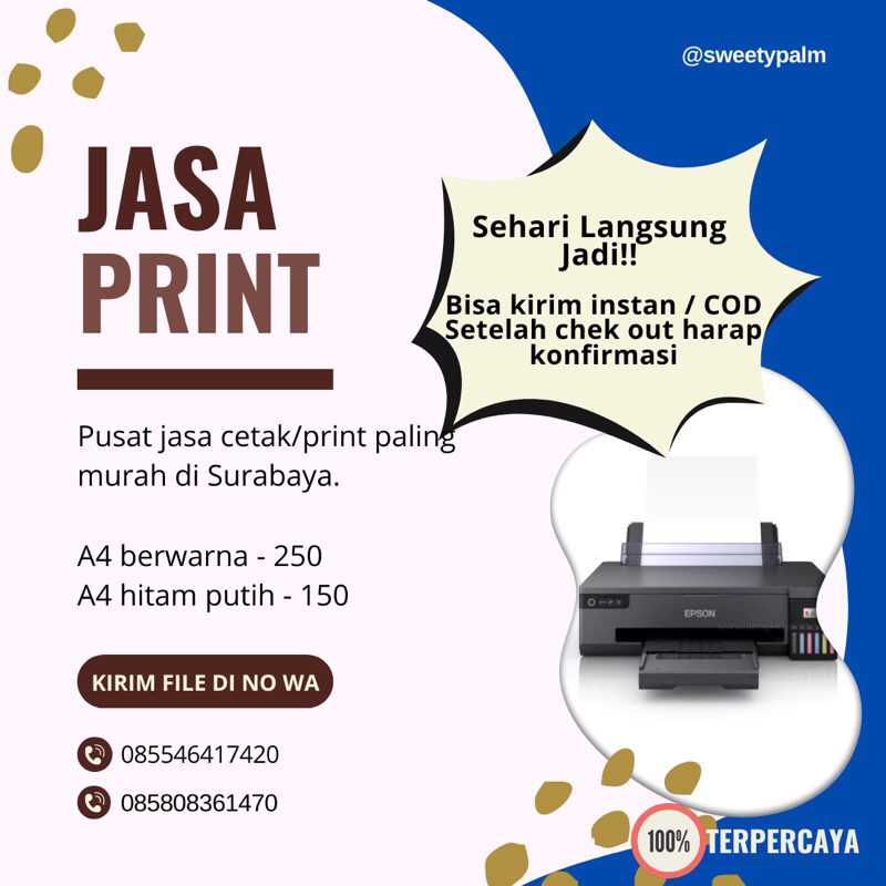 JASA PRINT/CETAK KERTAS A4 75 GSM HITAM PUTIH/WARNA MURAH