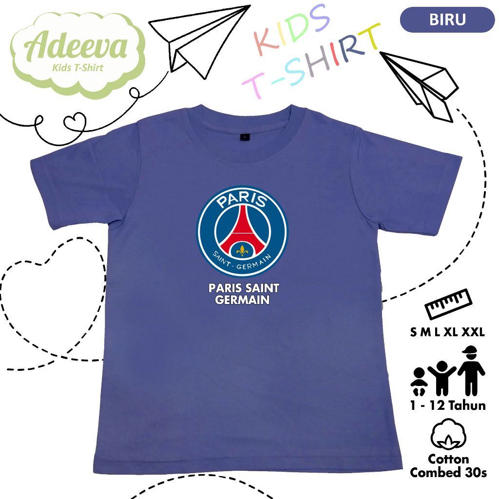 Kaos Bola Anak PSG Usia 1-12 Tahun Baju Anak PSG Laki-Laki dan Perempuan