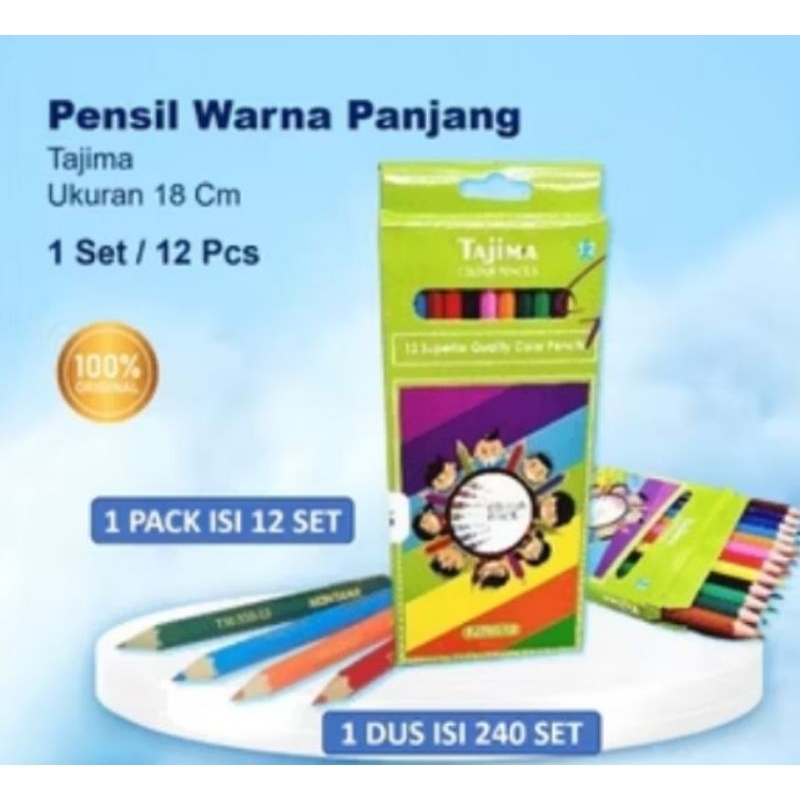 

12 Pcs Pensil Warna Panjang Tajima