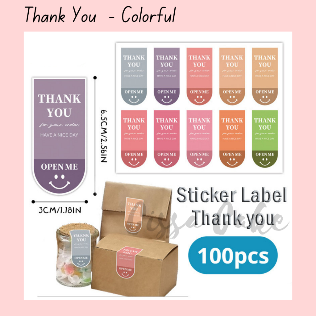 

Stiker Label Open Me Have a Nice Day Isi 100 pcs Stiker Thank You Murah Sticker thank you sticker label dekorasi kemasan cantik