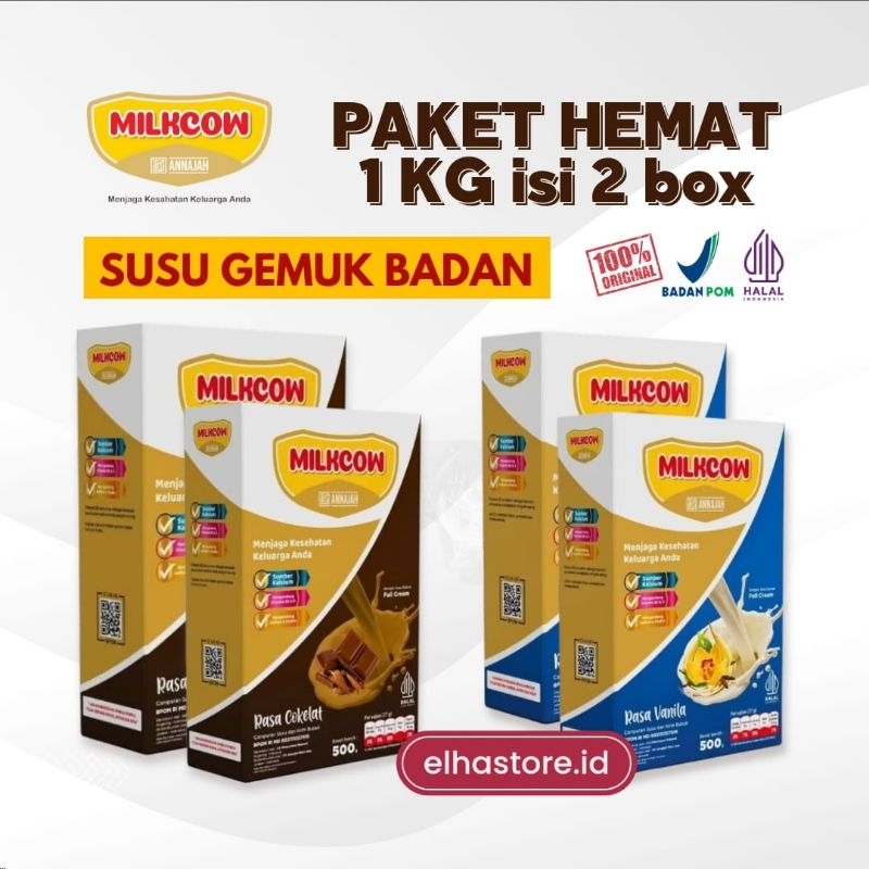 

Paket Hemat 2 Box MILKCOW Susu Gemuk Penambah Berat Badan Nafsu Makan Anak dan Dewasa 1 KG