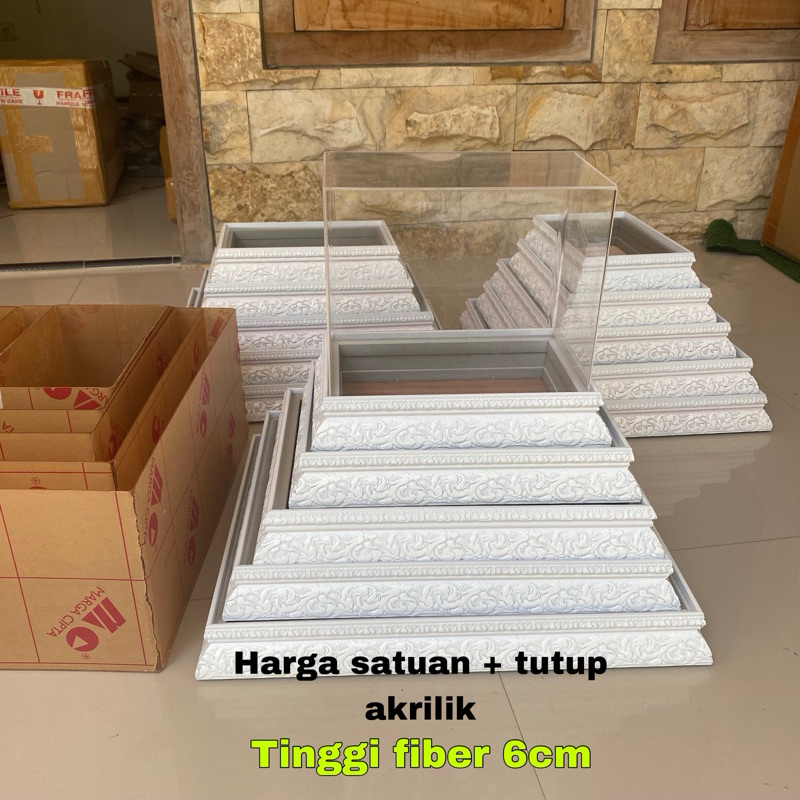 Kotak Hantaran Kotak Seserahan Frame Fiber Putih T6cm Plus Tutup Akrilik Tinggi 20cm Harga Satuan