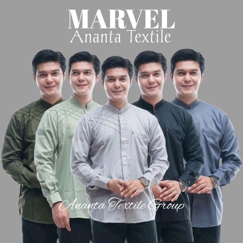 Baju Koko Pria Old Money Lengan Panjang Motif Marvel Warna Sage