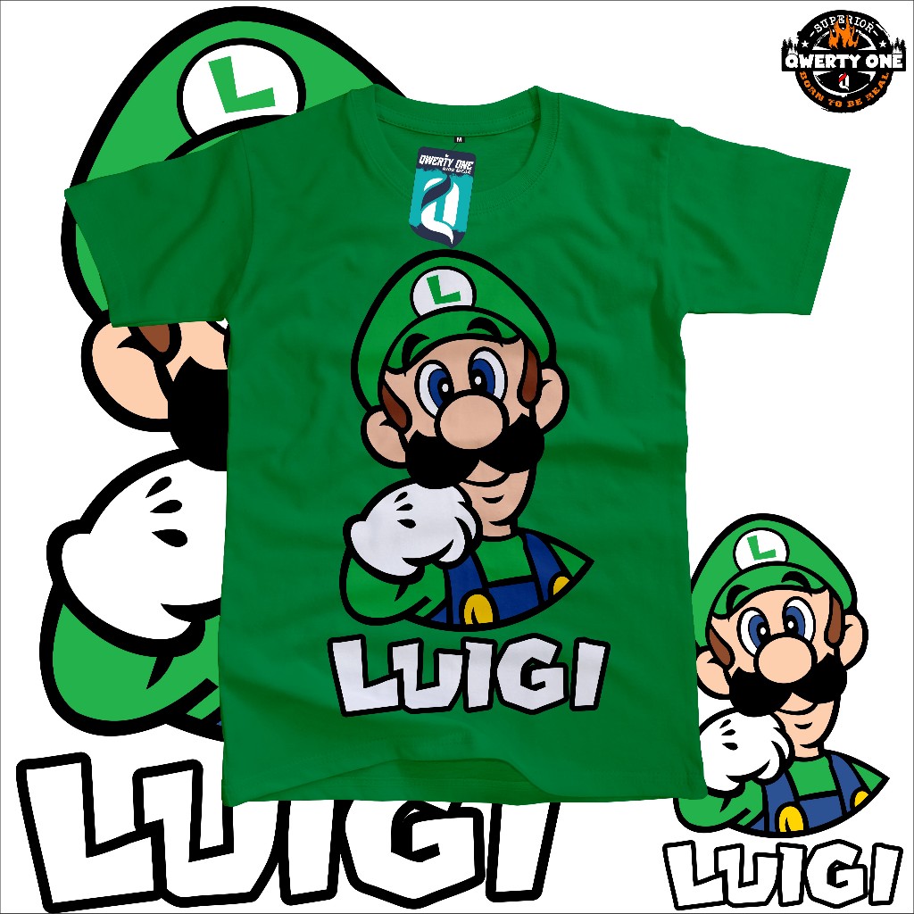 Kaos Anak Distro Karakter LUIGI Hijau Fuji 1-14 Tahun