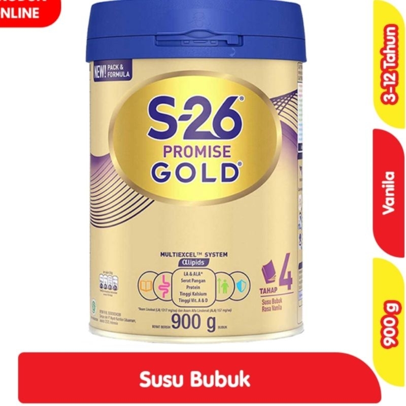 

S26 PROMISE GOLD 4 SUSU PERTUMBUHAN ANAK 3-12 TAHUN VANILA 900G