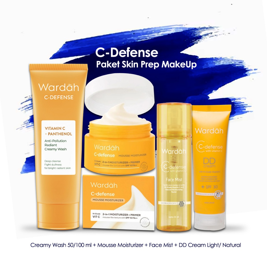 Paket Wardah C-Defense 4 pcs ( Face Mist 55 ml, Face Wash 60 ml, DD Cream Natural 20 ml, Mousse Mois