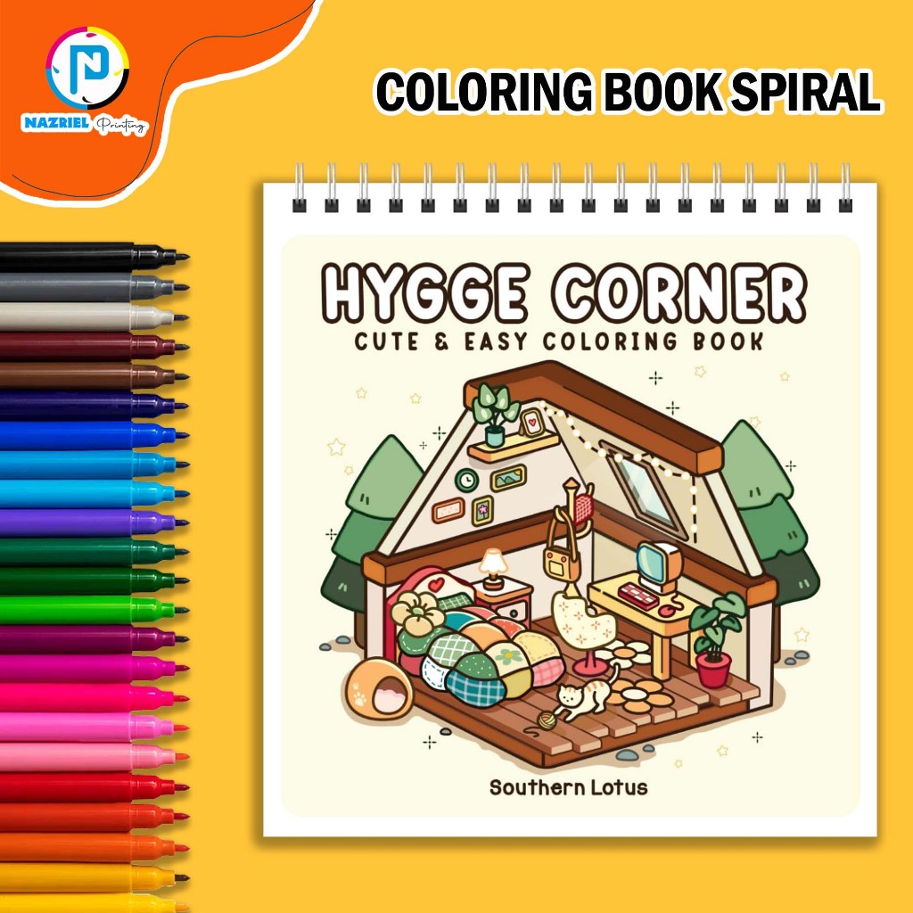 Hygge Corner Coloring Book Buku Mewarnai spiral