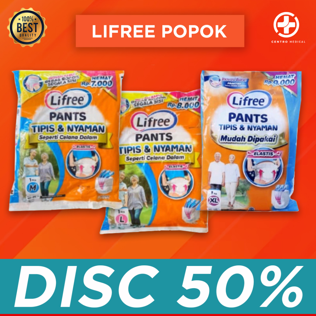 Lifree Popok Dewasa Celana Tipis & Nyaman Bergerak Satuan Sachet 1 pcs Lifree Pants