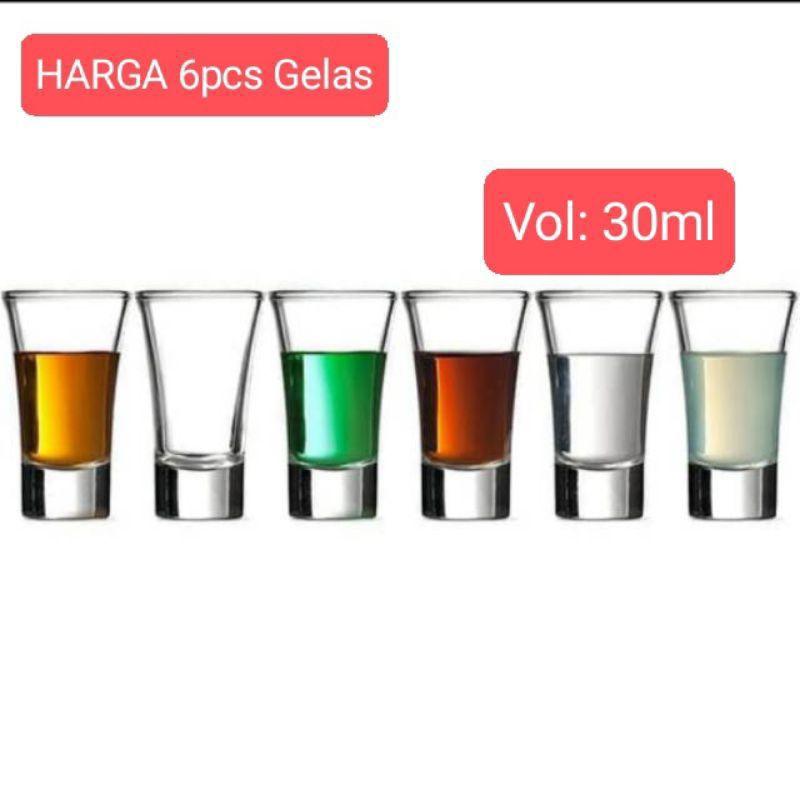 [6pcs] Gelas SLOKI SHOT 30ml/ Gelas Shot Liquor Arak Putih SP