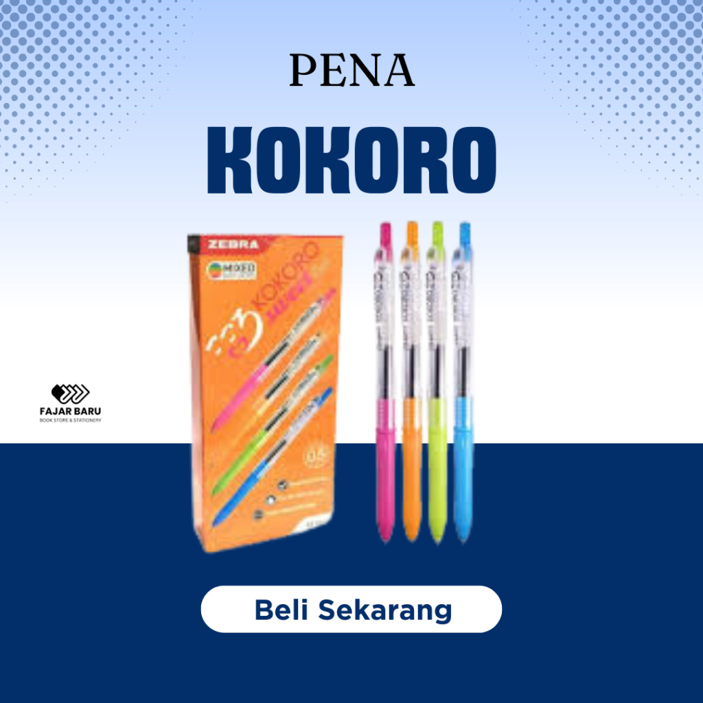 

[ LUSIN ] PENA PULPEN KOKORO ZEBRA CLICK - TINTA GEL - TINTA HITAM - 1 LUSIN 12 PULPEN